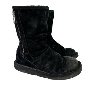 Ugg Australia Womens 5116 Mayfaire Black Side Zip Suede Genuine Leather Boots 6